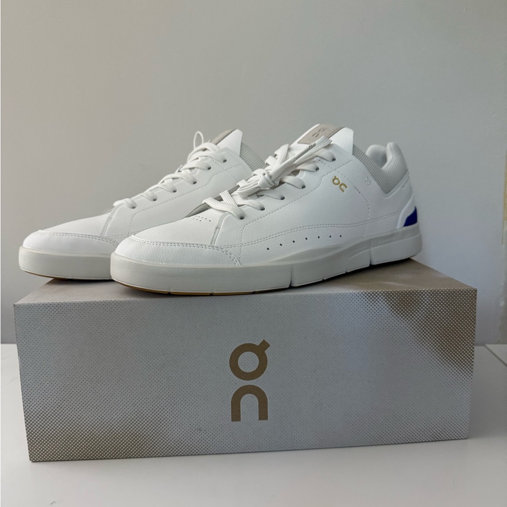 On Running White and Blue Men's Shoes